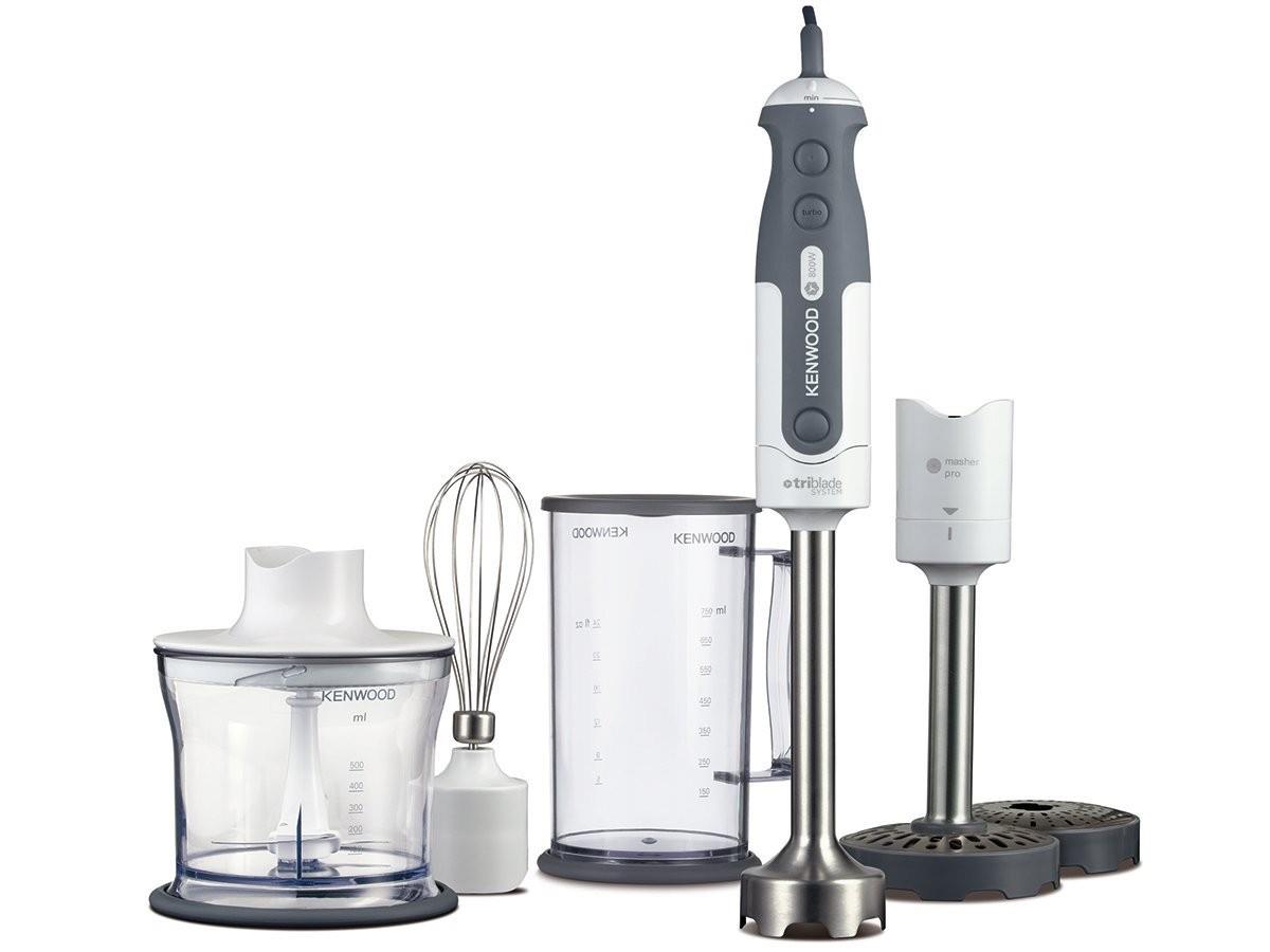 KENWOOD Frullatore a immersione Kenwood HDP404WH capienza 0,75 LT 800 W + accessori e tritatutto acciaio